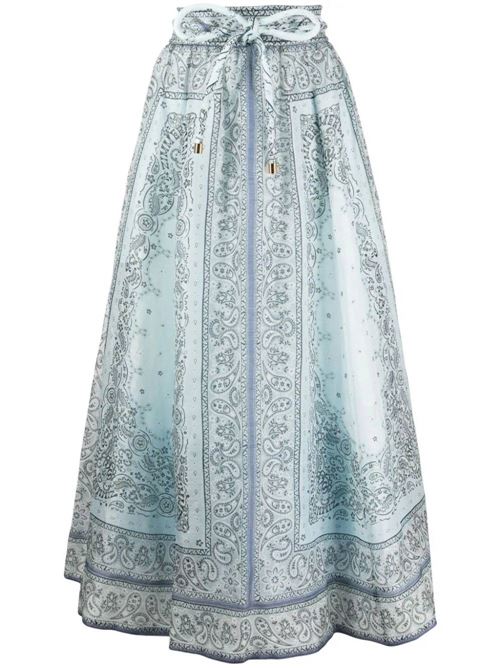 Abito in lino/organza di seta azzurro Zimmermann | 9095SMATBLU BANDANA